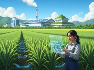 Modernisasi pertanian melalui mekanisasi dan digital farming. Ilustrasi: Simetrik.